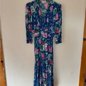 Jessica Howard Floral Long Sleeve Dress in Blue and Pink